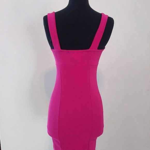 Janette Fashion Body Con Dress with Cutouts, Hot Pink, Size Medium - Picture 4 of 6